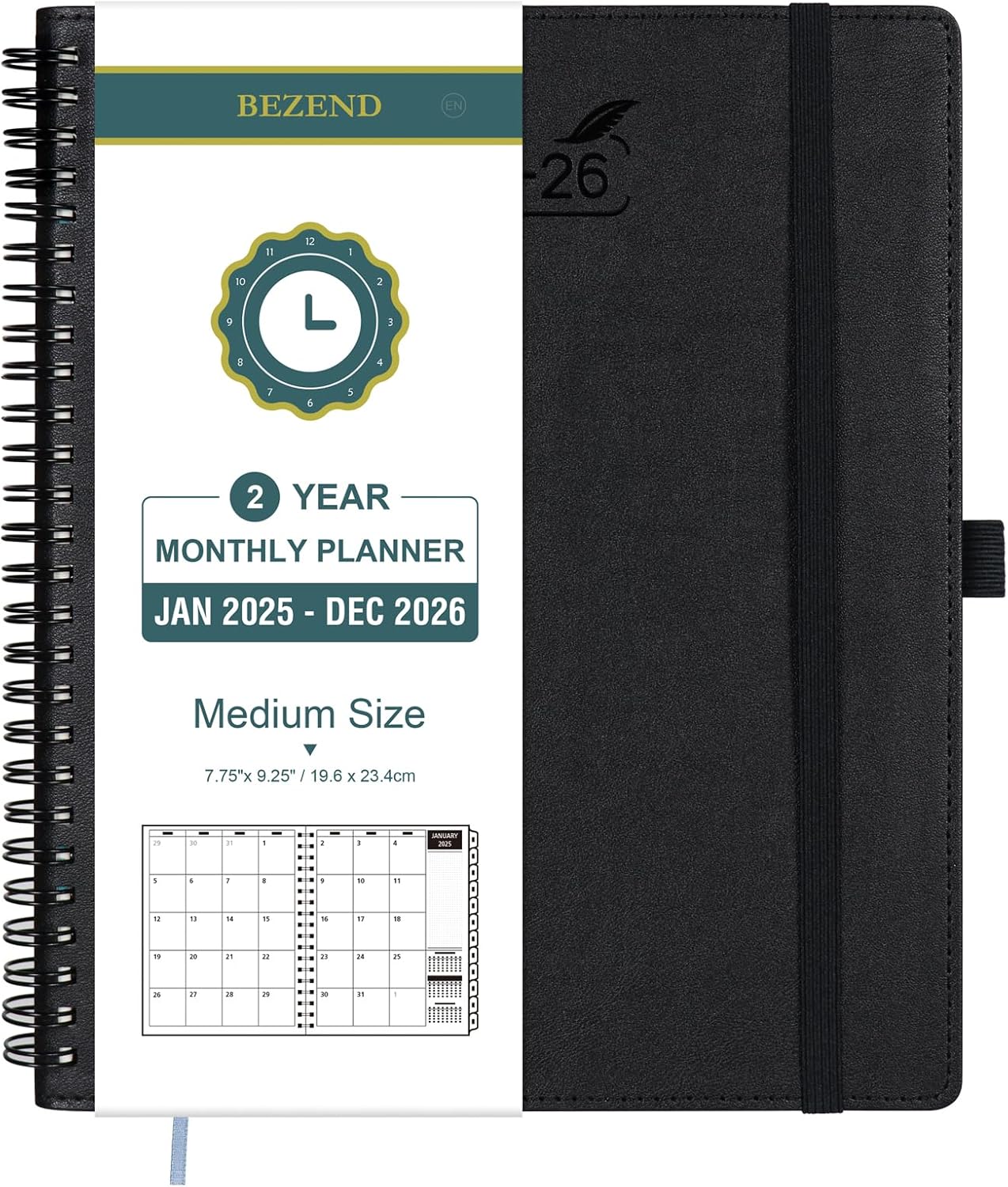 BEZEND 2 Year Monthly Planner 2025-2026 Medium Size 7" x 9" (Jan 2025 - Dec 2026...