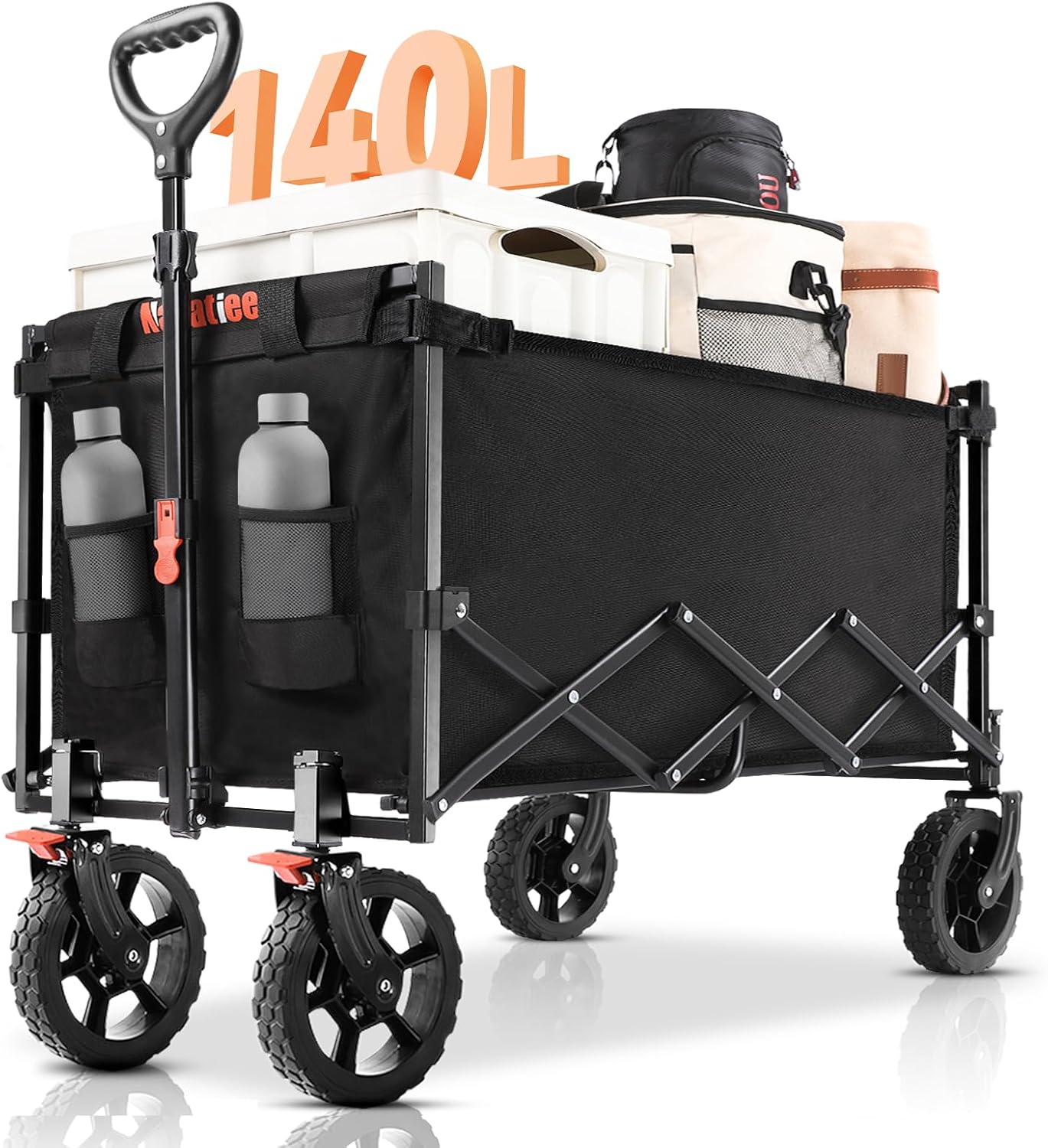 Navatiee Wagon Cart Heavy Duty Foldable, Collapsible Wagon with Smallest Folding...