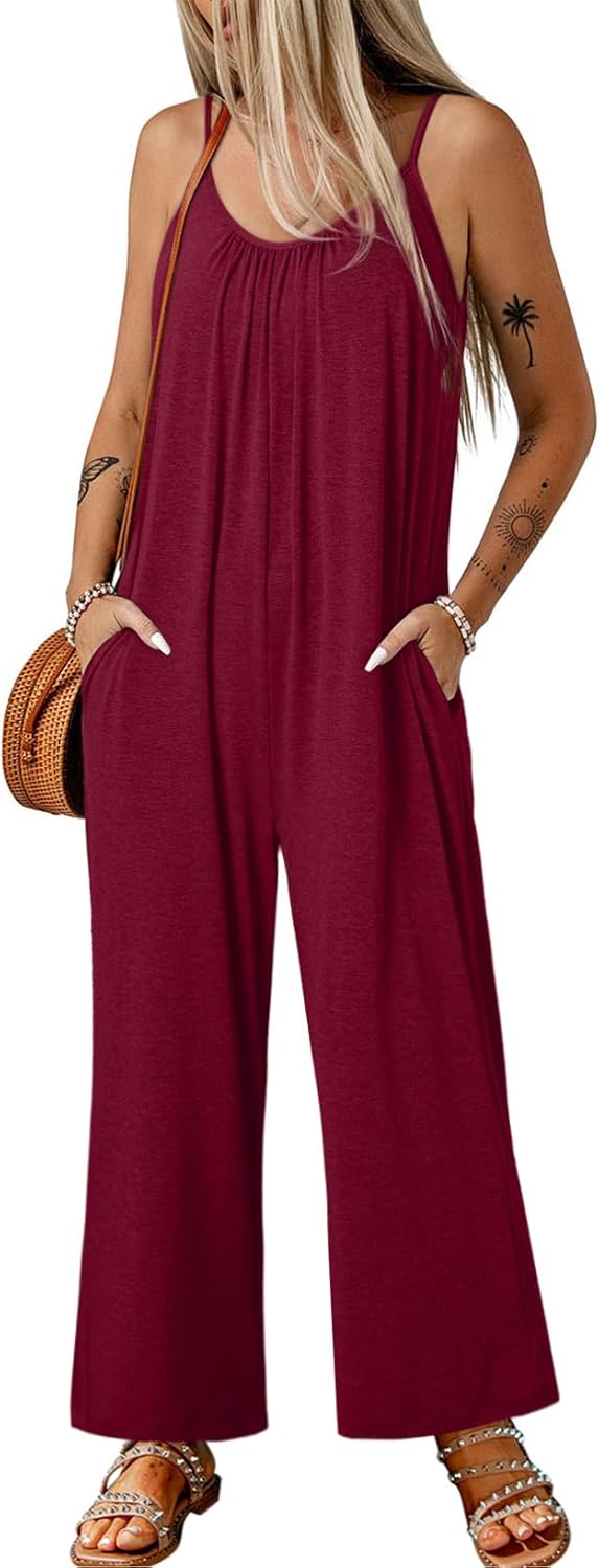 Happy Sailed Womens Casual Jumpsuits Loose Overalls Summer Sleeveless Stretchy W...
