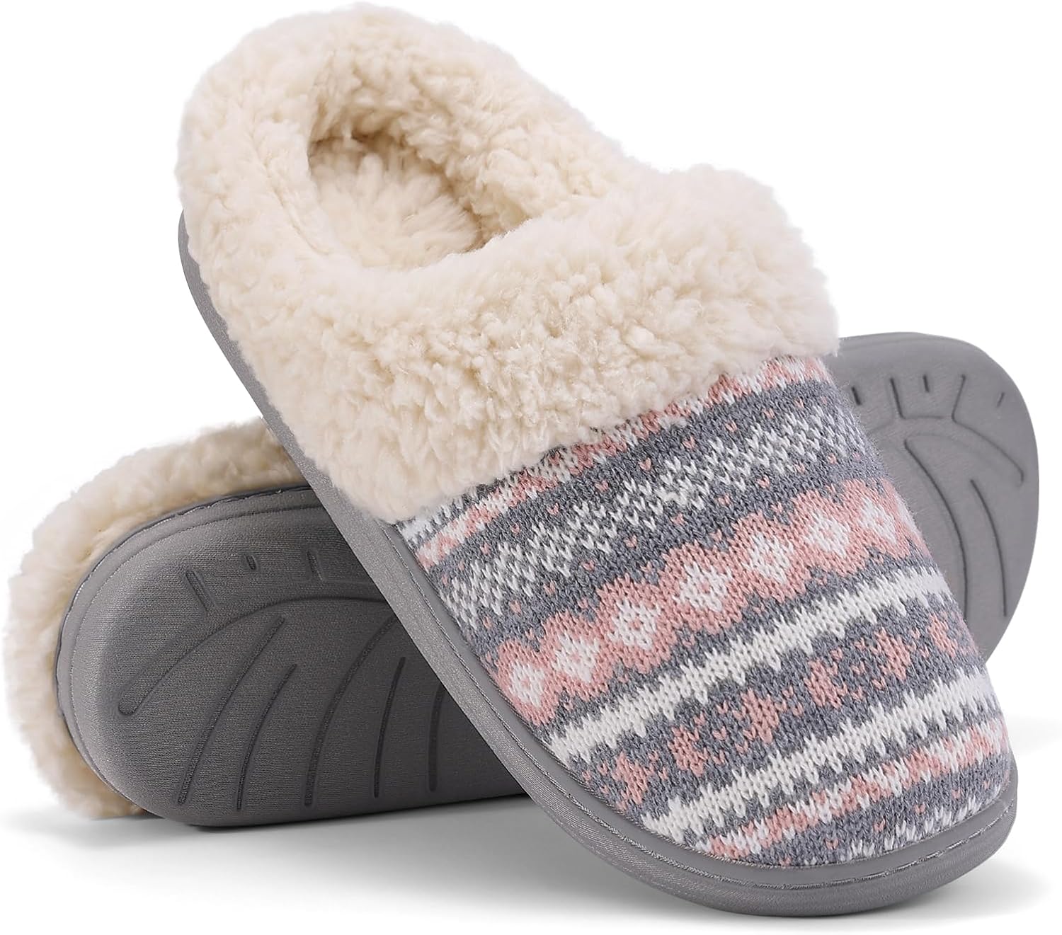 Evshine Warm Knit House Slippers for Women Comfy Fleece Lined Winter Slippers wi...
