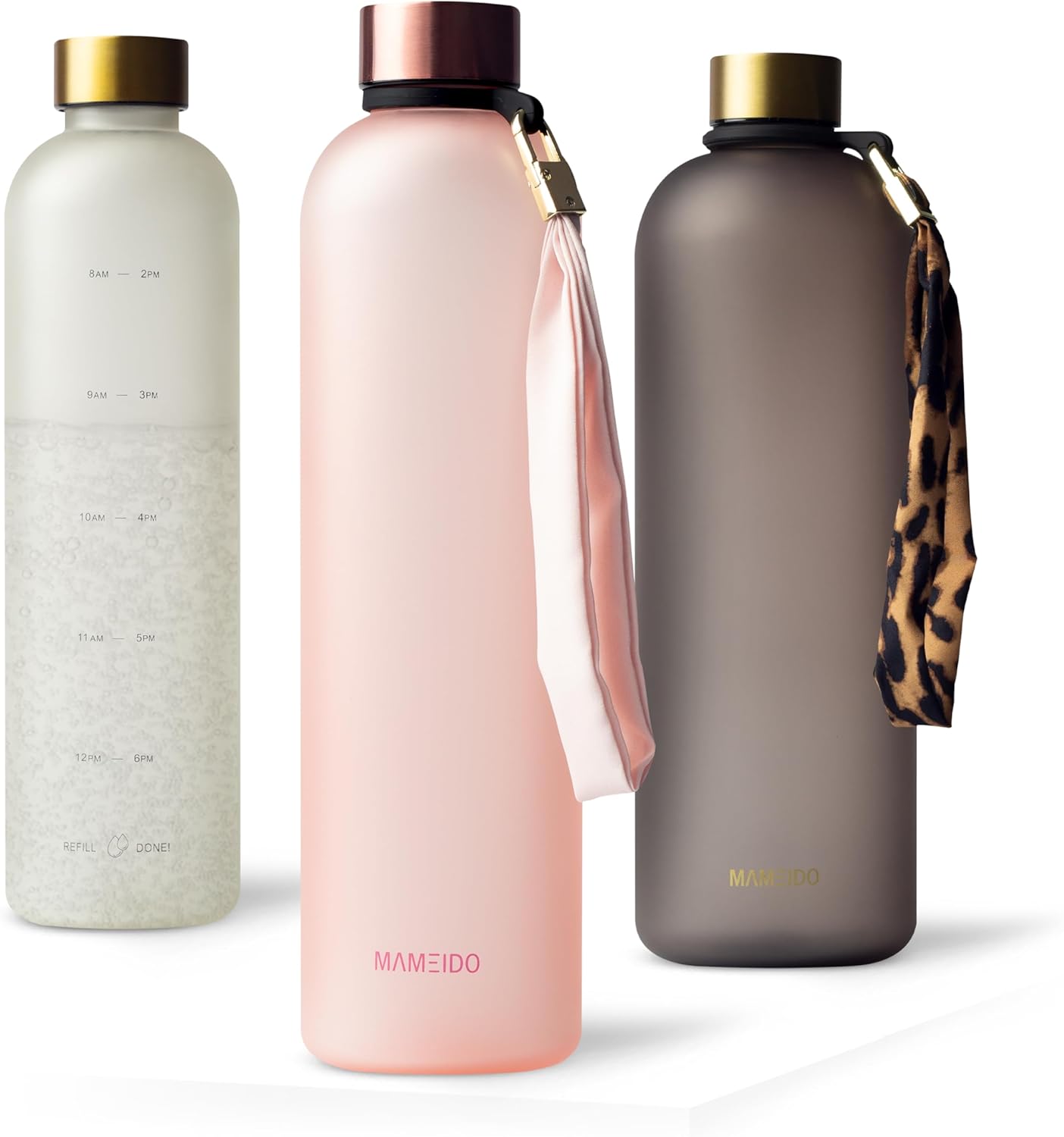MAMEIDO 1l Water Bottle - Motivational Time Markings, BPA free, Leak-Proof, Trit...