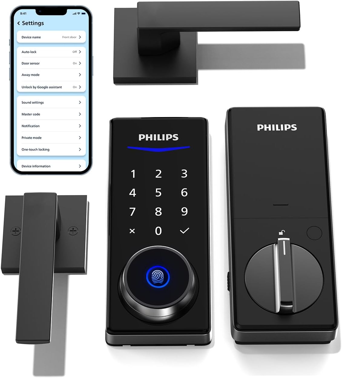 Philips Smart Lock with Handles, Keyless Entry Door Lock Set, Smart Door Lock wi...
