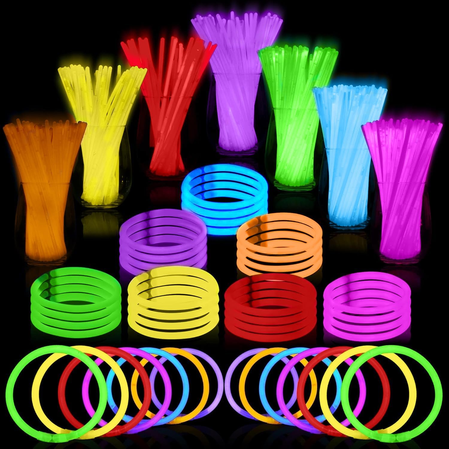PartySticks Glow Sticks Party Supplies 800 pack - 8 Inch Glow in The Dark Light...