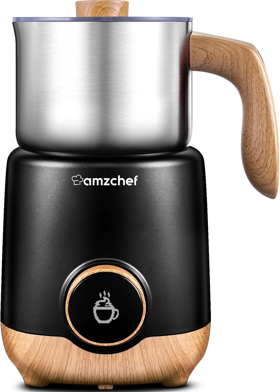AMZCHEF 8-IN-1 Milk Frother and Steamer 550 Watts, 21 oz Split Stainless Steel A...