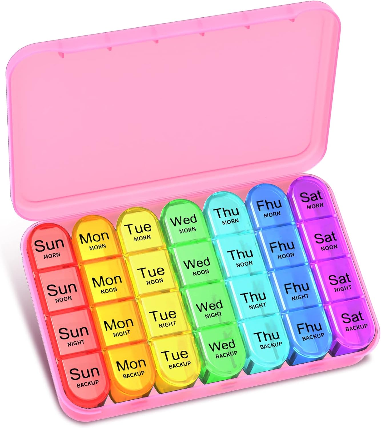 Pill Box 4 Times a Day, Betife Weekly Pill Box Organisers, 7 Day Tablet Organise...