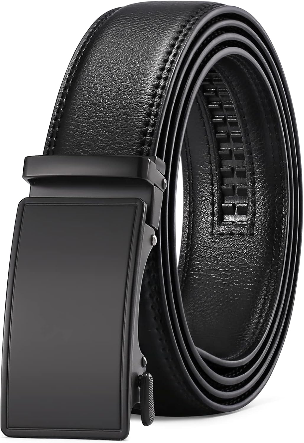 SENDEFN Men's Leather Belt Automatic Ratchet Buckle Slide Belt for Dress Casual...