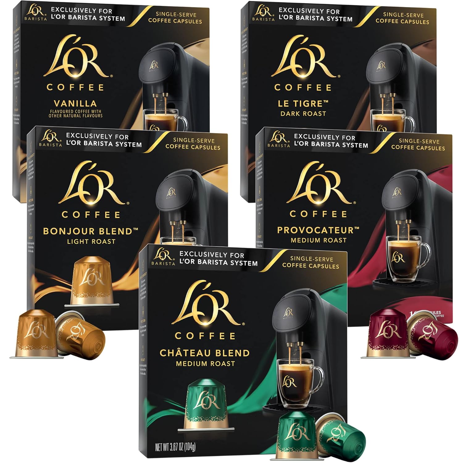 L'OR Coffee Pods, 50 Capsules Coffee Lovers Variety Pack, Single Cup Aluminum Co...