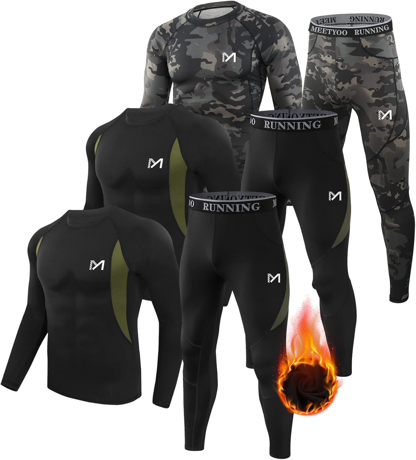 Thermal Underwear for Men, Winter Gear Long Johns Base Layer Top and Bottom Set...