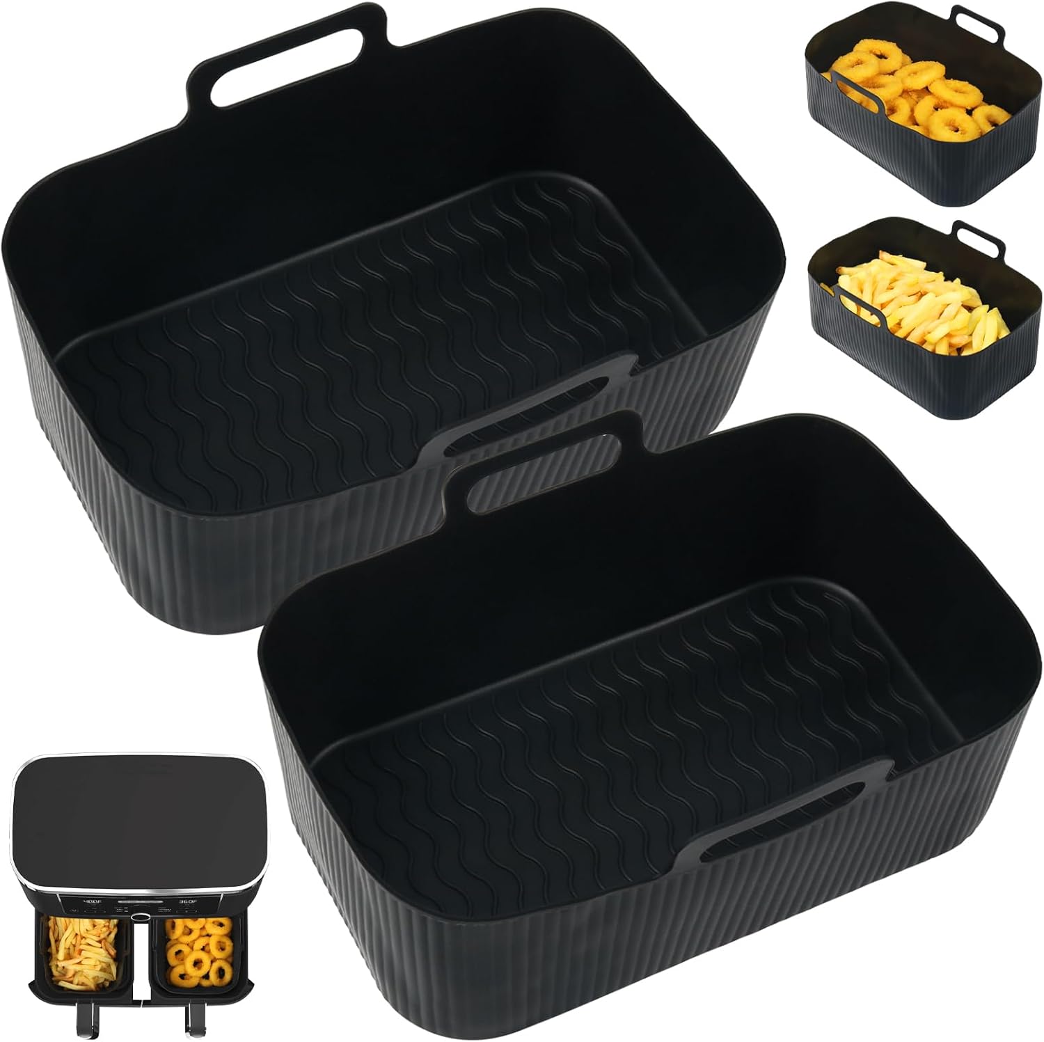 YQL Air Fryer Silicone Liner for Ninja/Tower Dual/Instant Vortex, 2PCS Silicone...
