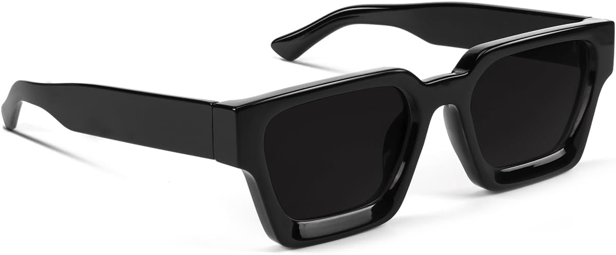 Trendy Square Sunglasses for Men Women Fashion Thick Rectangle Sun Glasses UV Pr...