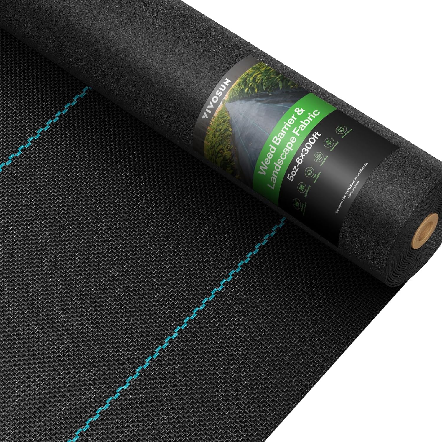 VIVOSUN Premium Weed Barrier Landscape Fabric Heavy Duty, 6ftx300ft 5oz Double-L...