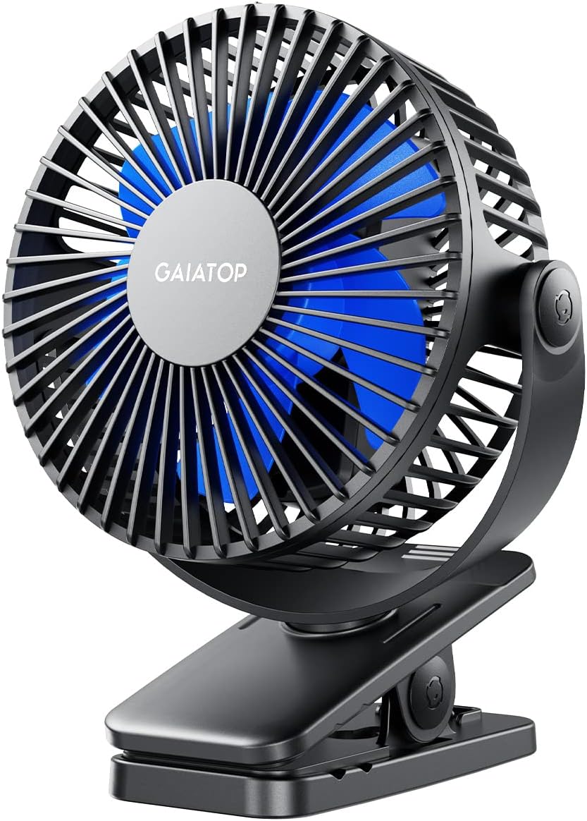 Gaiatop Portable Clip on Fan Battery Operated, Small Powerful 3 Speed Quiet 360°...