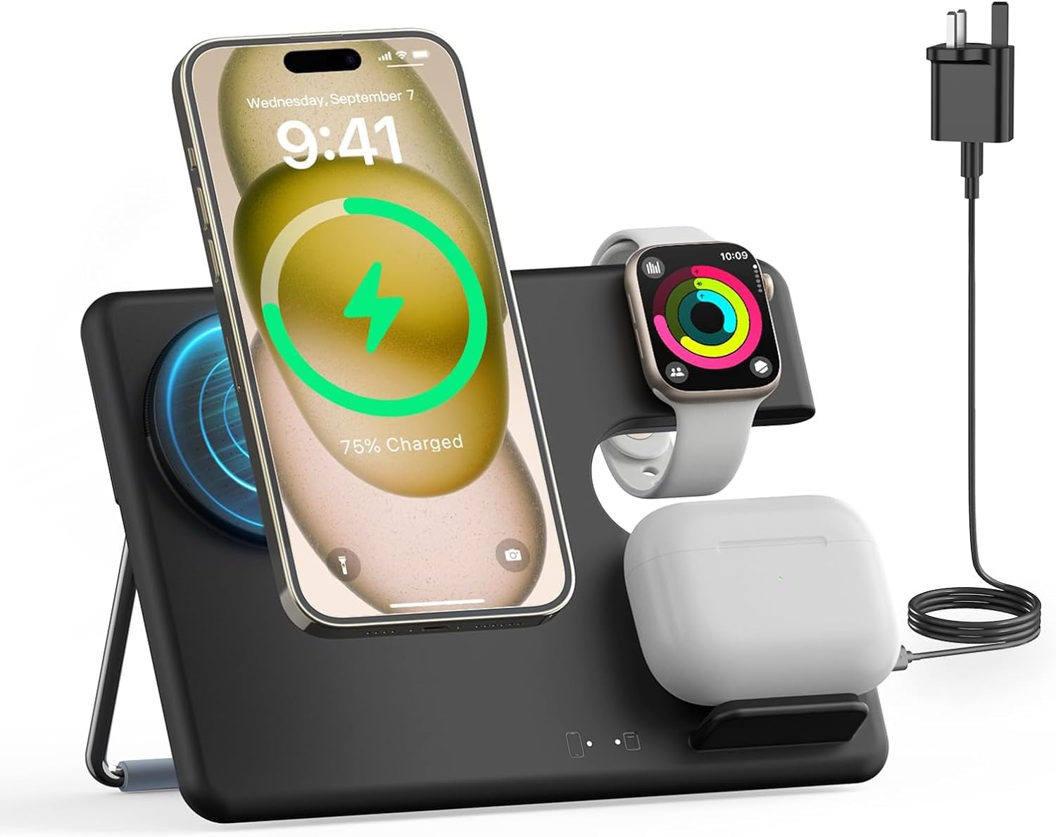 JoyGeek Charger Stand with MagSafe, 3 in 1 Wireless Charging Station for i Phone...