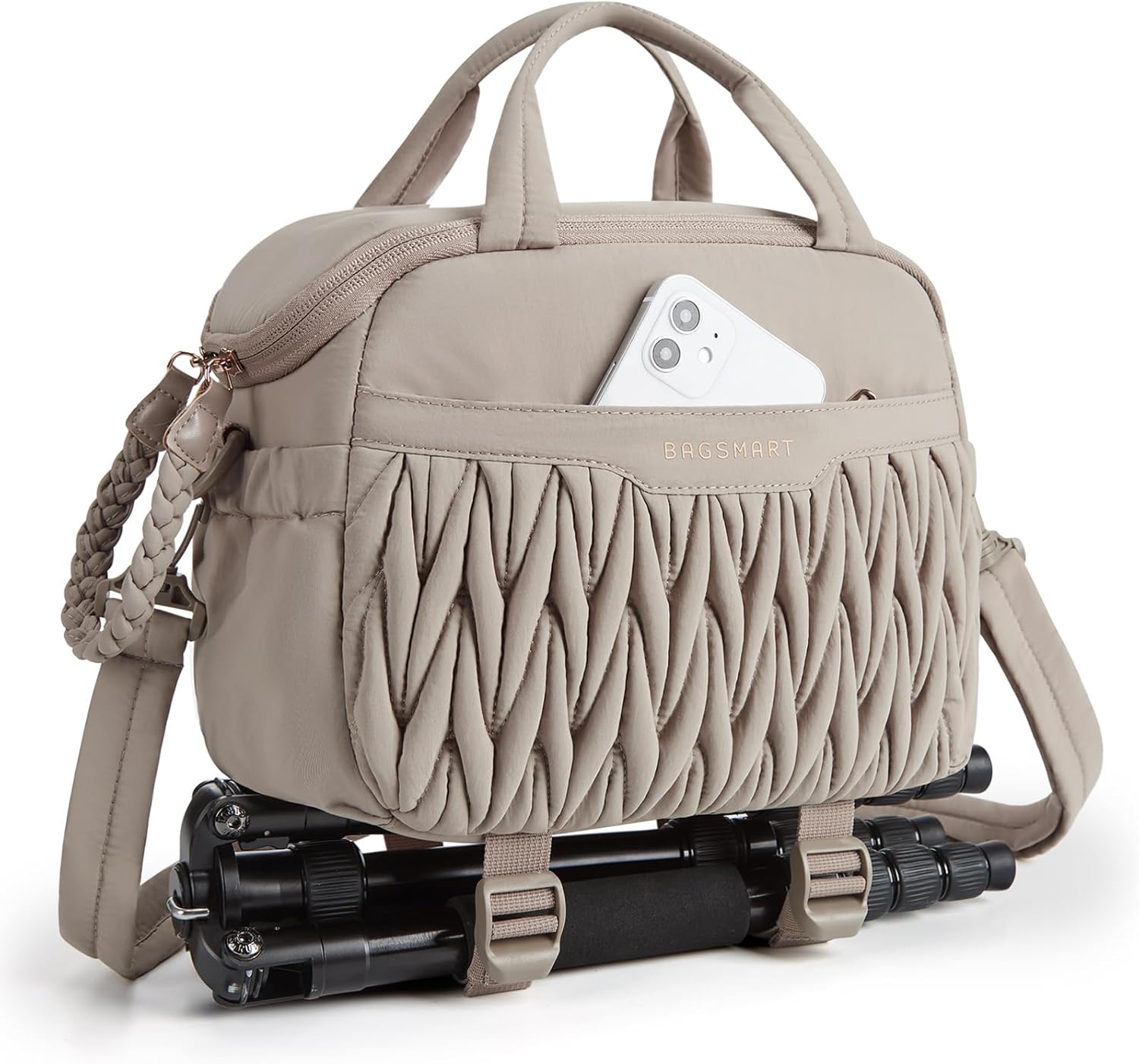 BAGSMART Camera Sling Bag, Portable Small Camera Bags for Photographers with Tri...
