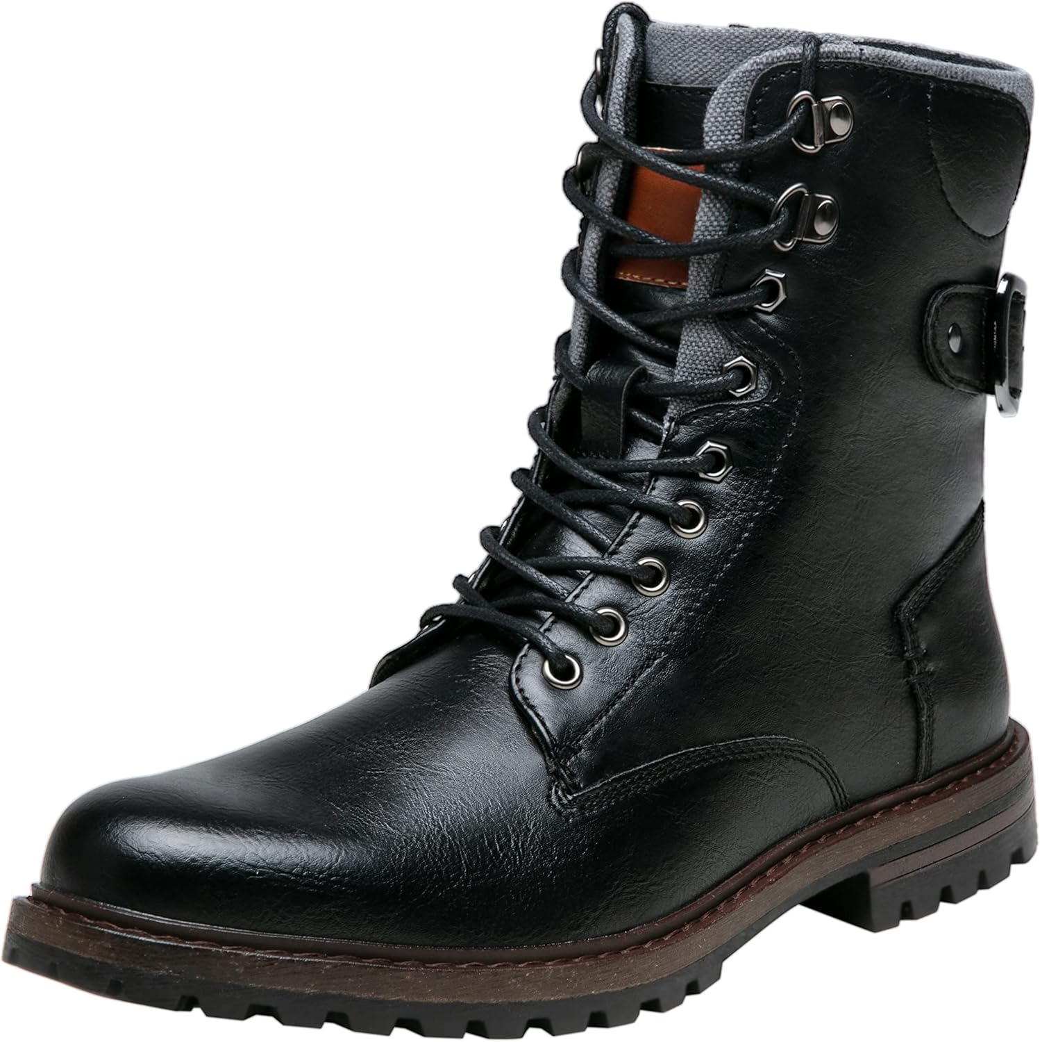 Jousen Boots for Men Casual Dress Retro Lace Up Motorcycle Boots 11 8147a-black