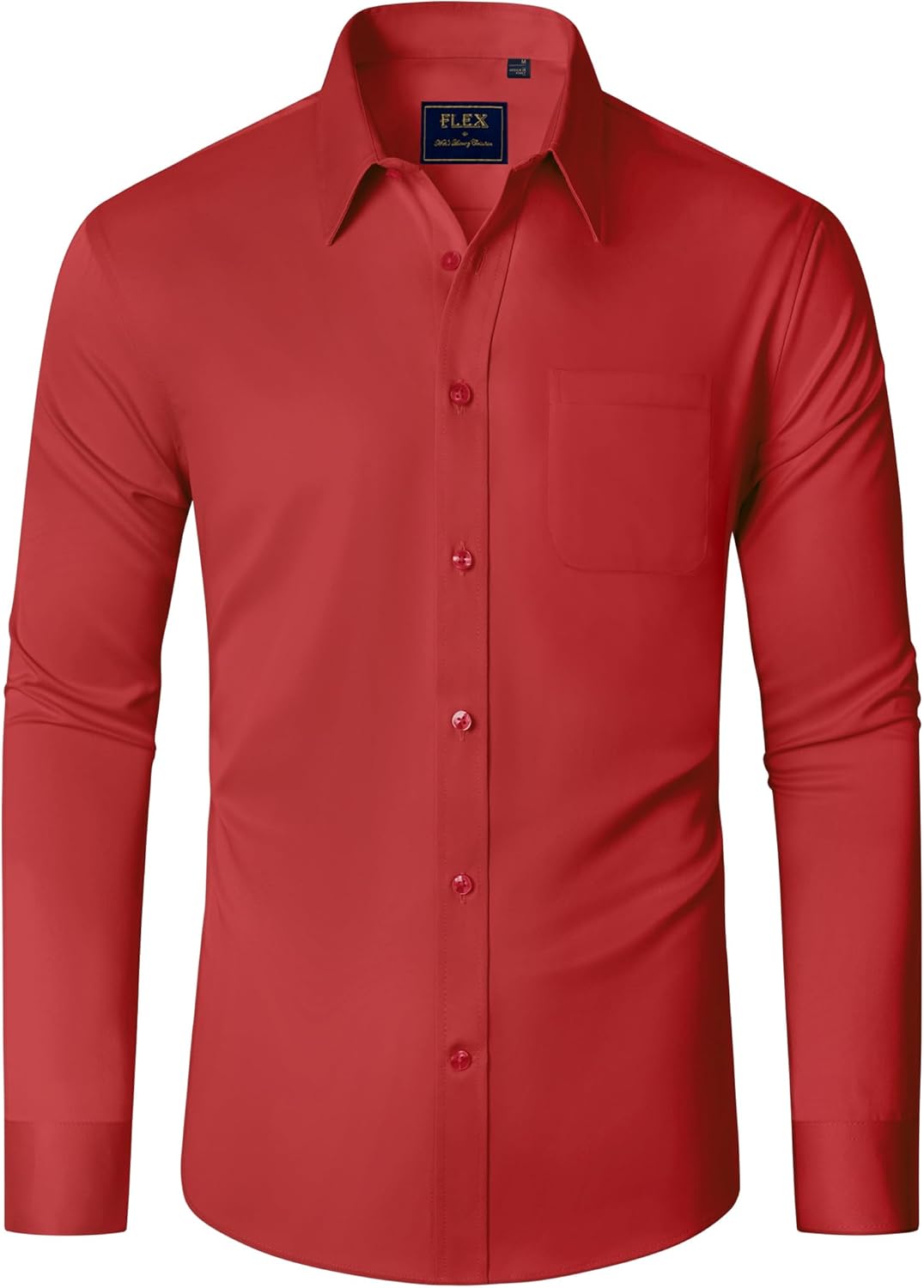J.VER Mens Dress Shirt Stretch Plain Business Casual Long Sleeve Formal Shirt wi...