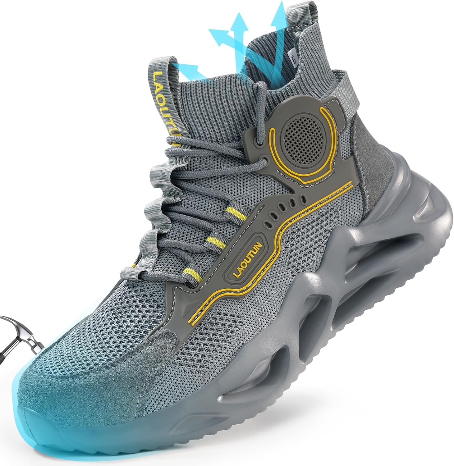 LAoutun Safety Trainers Men Womens Breathable Steel Toe Cap Trainers Safety Shoe...