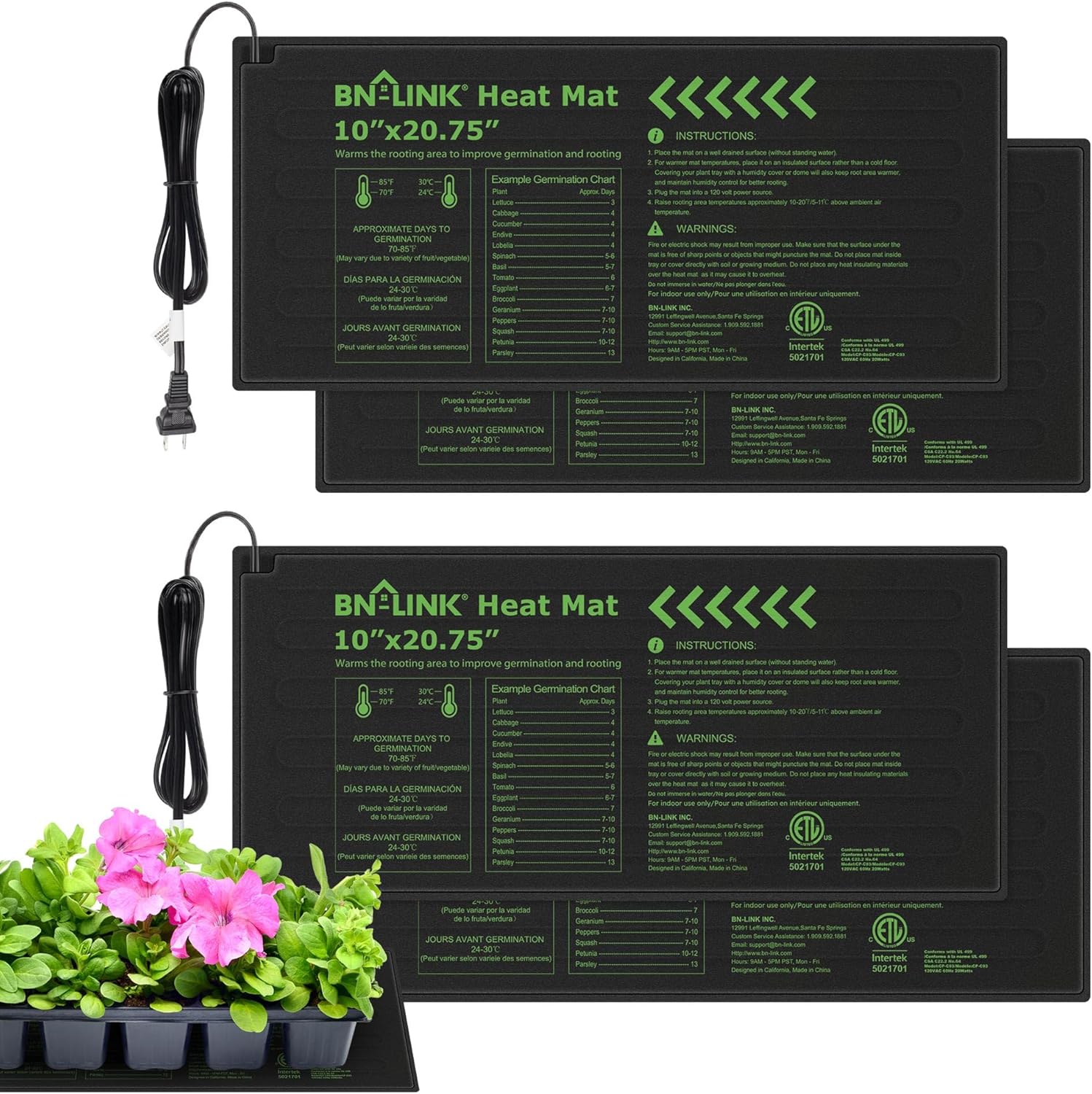 BN-LINK Durable Seedling Heat Mat Warm Hydroponic Heating Pad Waterproof 10" x 2...