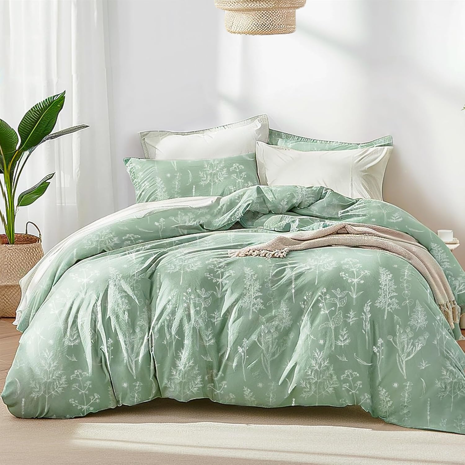 Love's cabin Sage Green Comforter Set Twin - Twin Size Comforter Set Dorm Beddin...