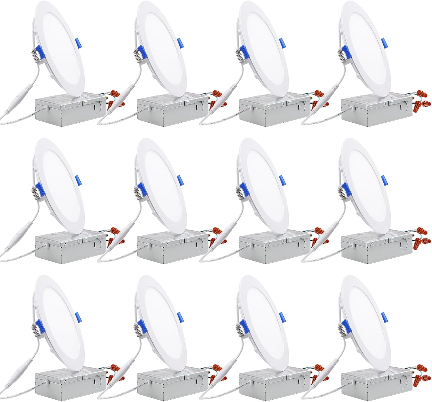 TORCHSTAR 12-Pack Essential Series 6 Inch Ultra-Thin LED Recessed Lighting with...