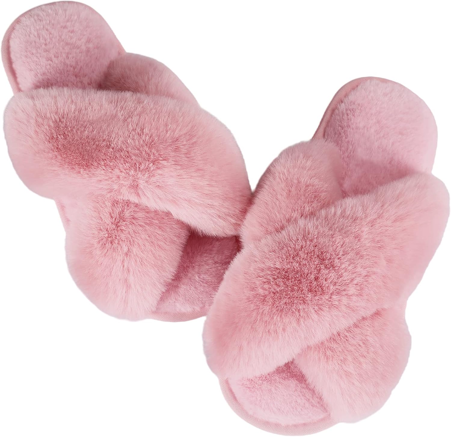 Ankis Women Slippers Fluffy Slippers Memory Foam, Cross Band Furry Open Toe Slip...