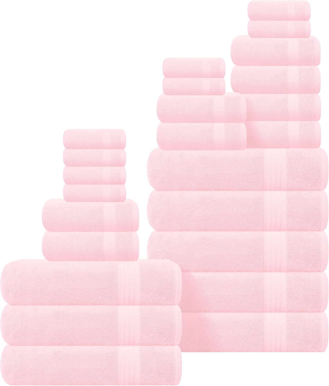 GLAMBURG Ultra Soft 24-Piece Towel Set - 100% Pure Ringspun Cotton, Contains 8 O...