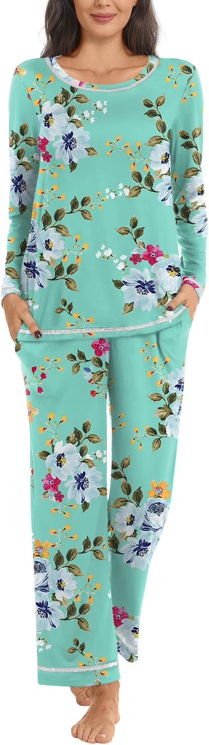 Netsmile 2024 Women's Pajama Set Long Sleeve Lounge Two Piece Cute Tops and Pant...