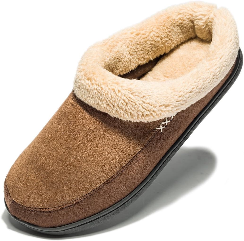 NewDenBer Men's Warm Memory Foam Slippers Soft Plush Fleece Lined Slip on Indoor...