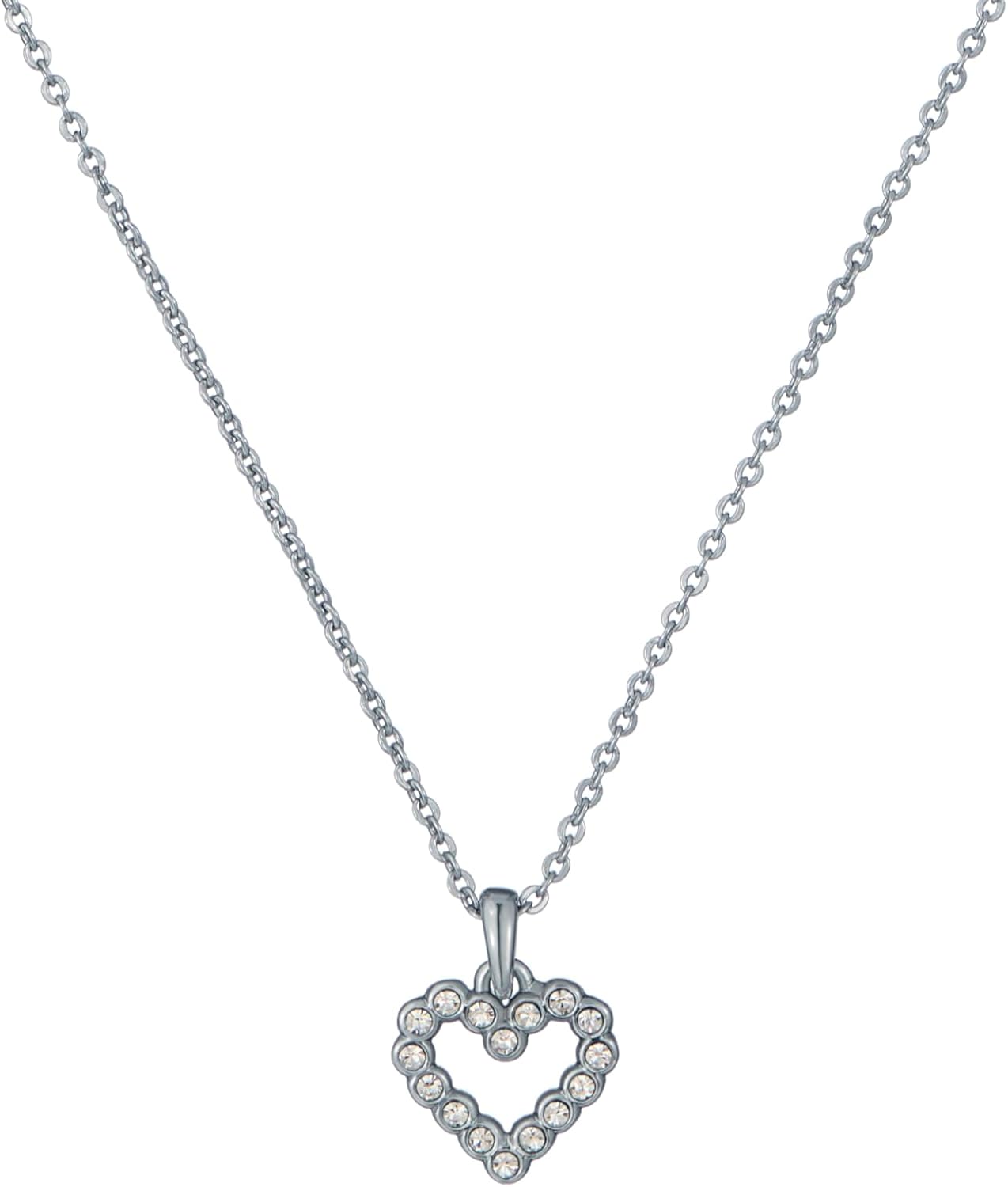 Ted Baker Amore Crystal Halo Heart Pendant Necklace For Women Silver/Crystal