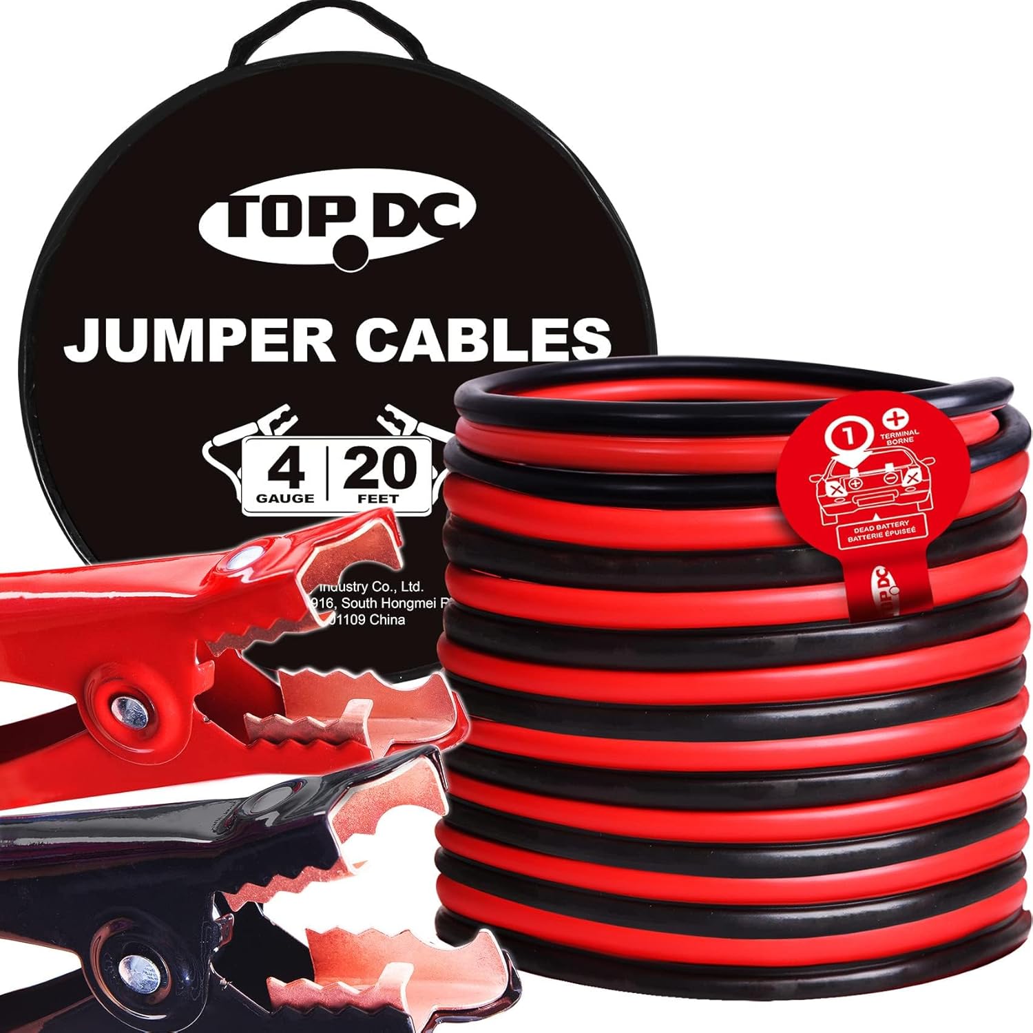 TOPDC 4 Gauge 20 Feet Jumper Cables for Car, SUV a...