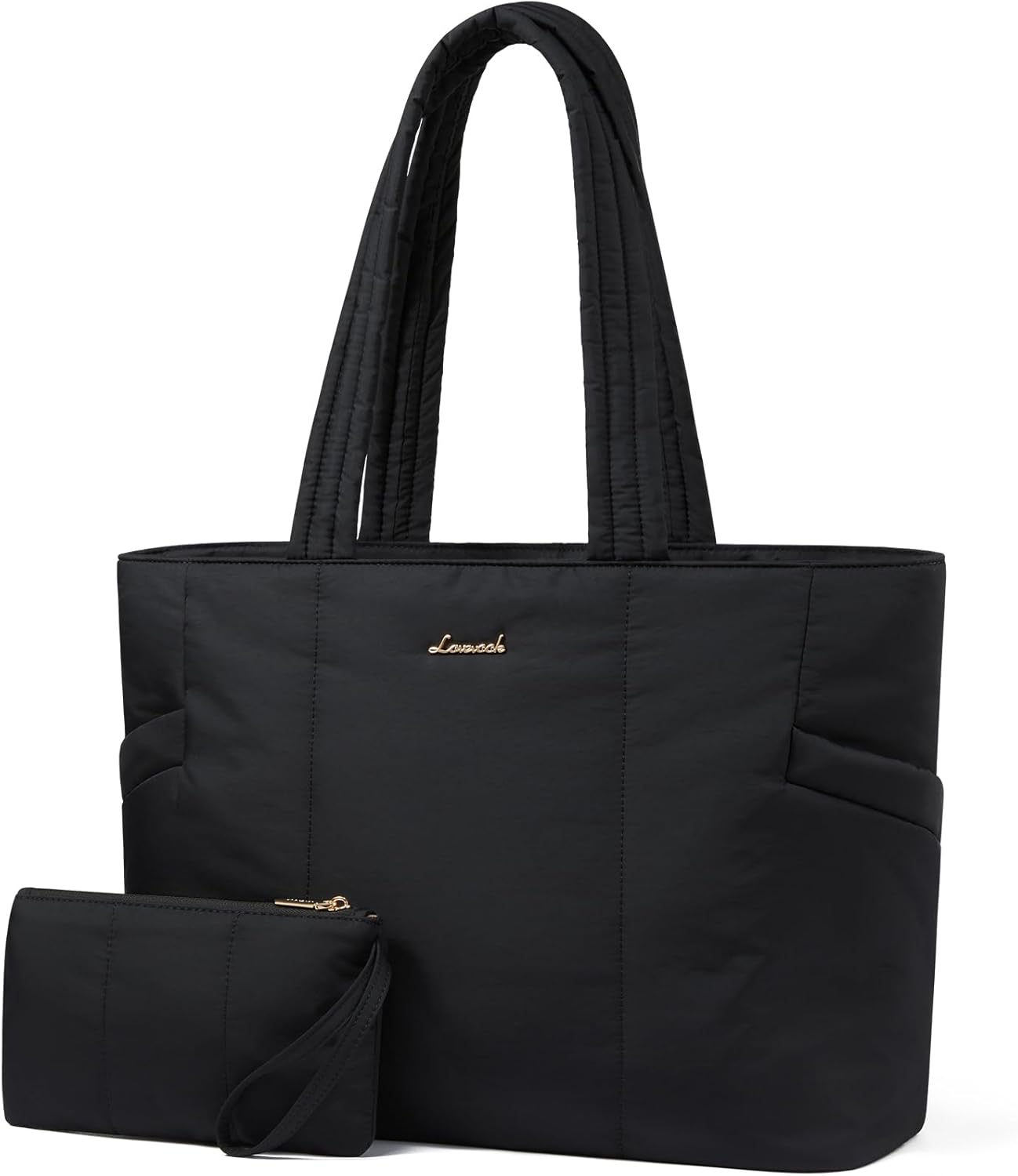 LOVEVOOK Laptop Bag for Women, Lightweight Puffy Work Tote Bag with Clutch Purse...