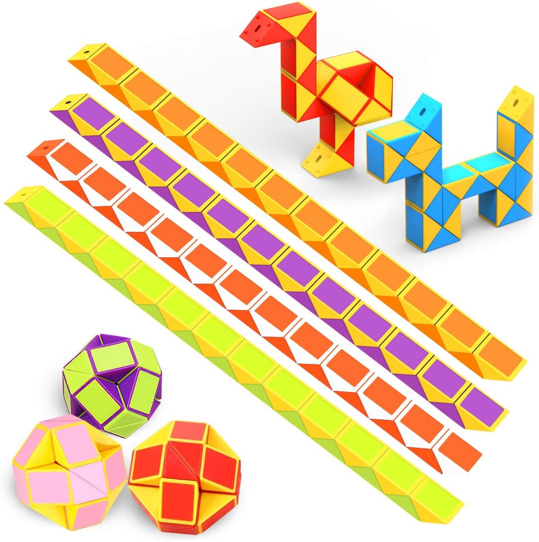 WEARXI Party Bag Fillers for Kids- 12 Pack 24 Block Magic Snake Cube, Valentines...