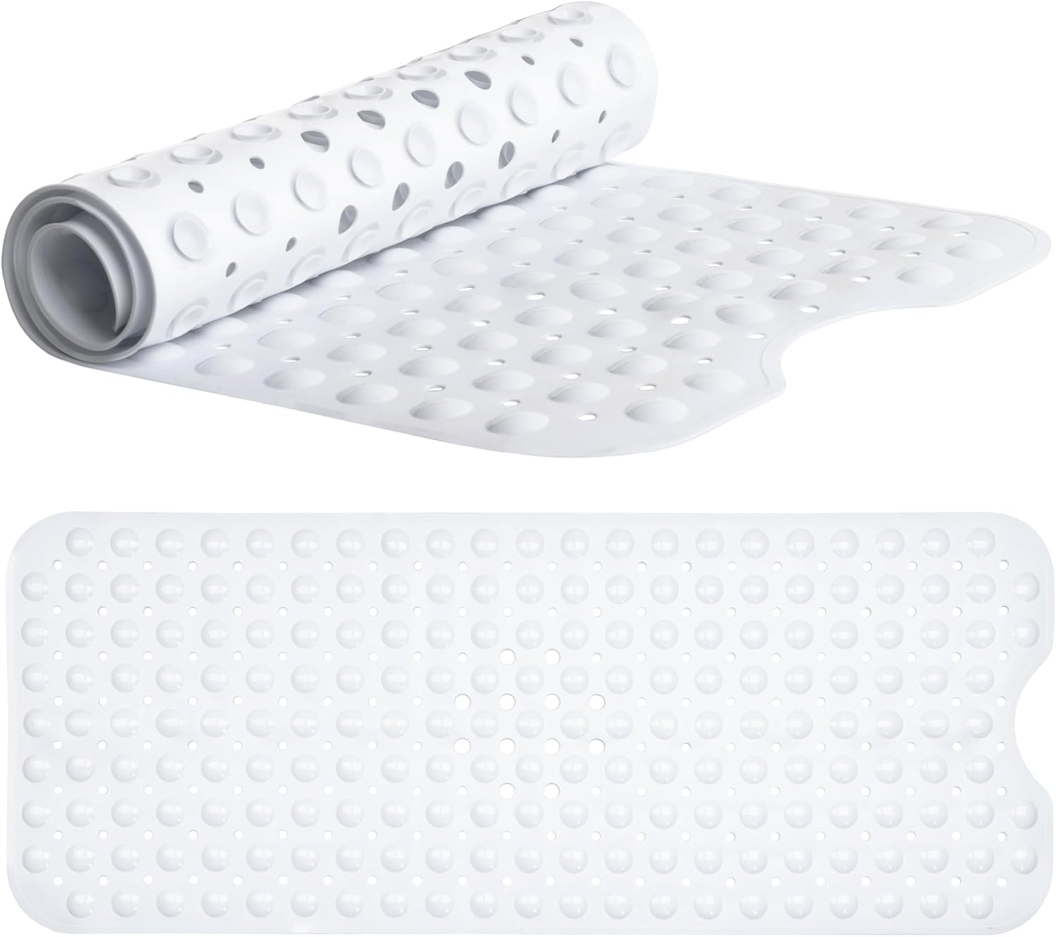 White Bath Mat - Machine Washable Shower Mat For Kids And Elderly - (100x40cm) E...