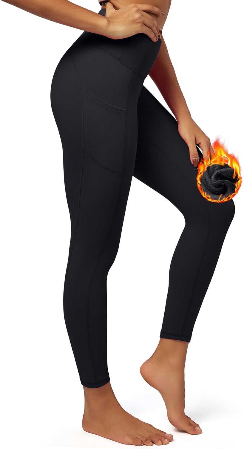 IUGA Fleece Lined Leggings with Pockets for Women Thermal Leggings for Women Hig...