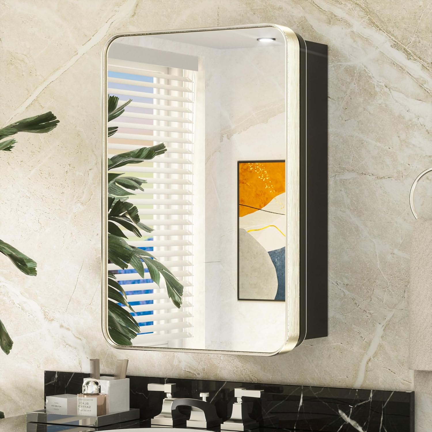 Keonjinn 16 x 24 Inch Brushed Nickel Medicine Cabinets for Bathroom with Mirror...