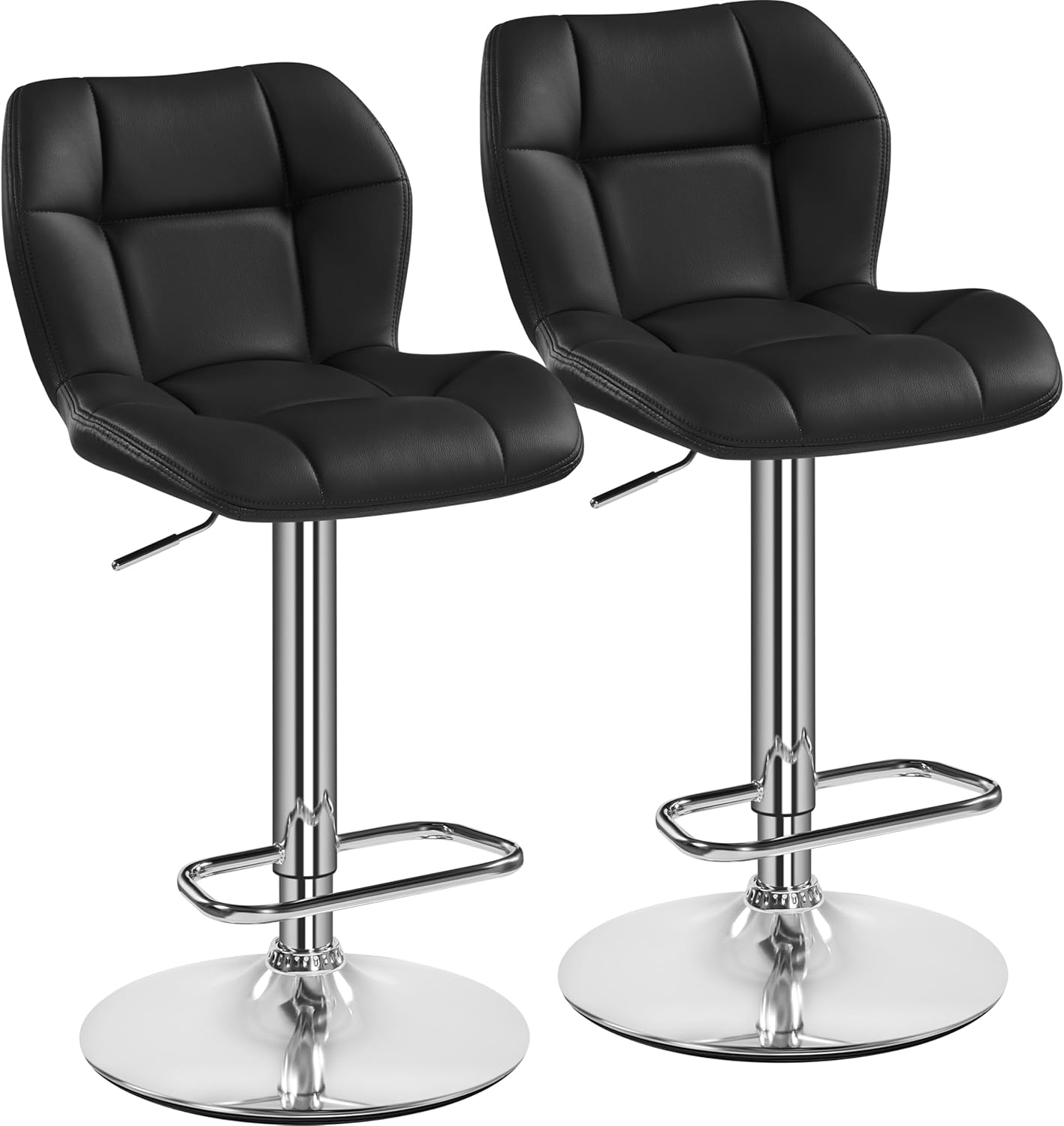 Yaheetech Bar Stools Set of 2, PU Leather Breakfast Bar Chairs, Swivel Height Ad...