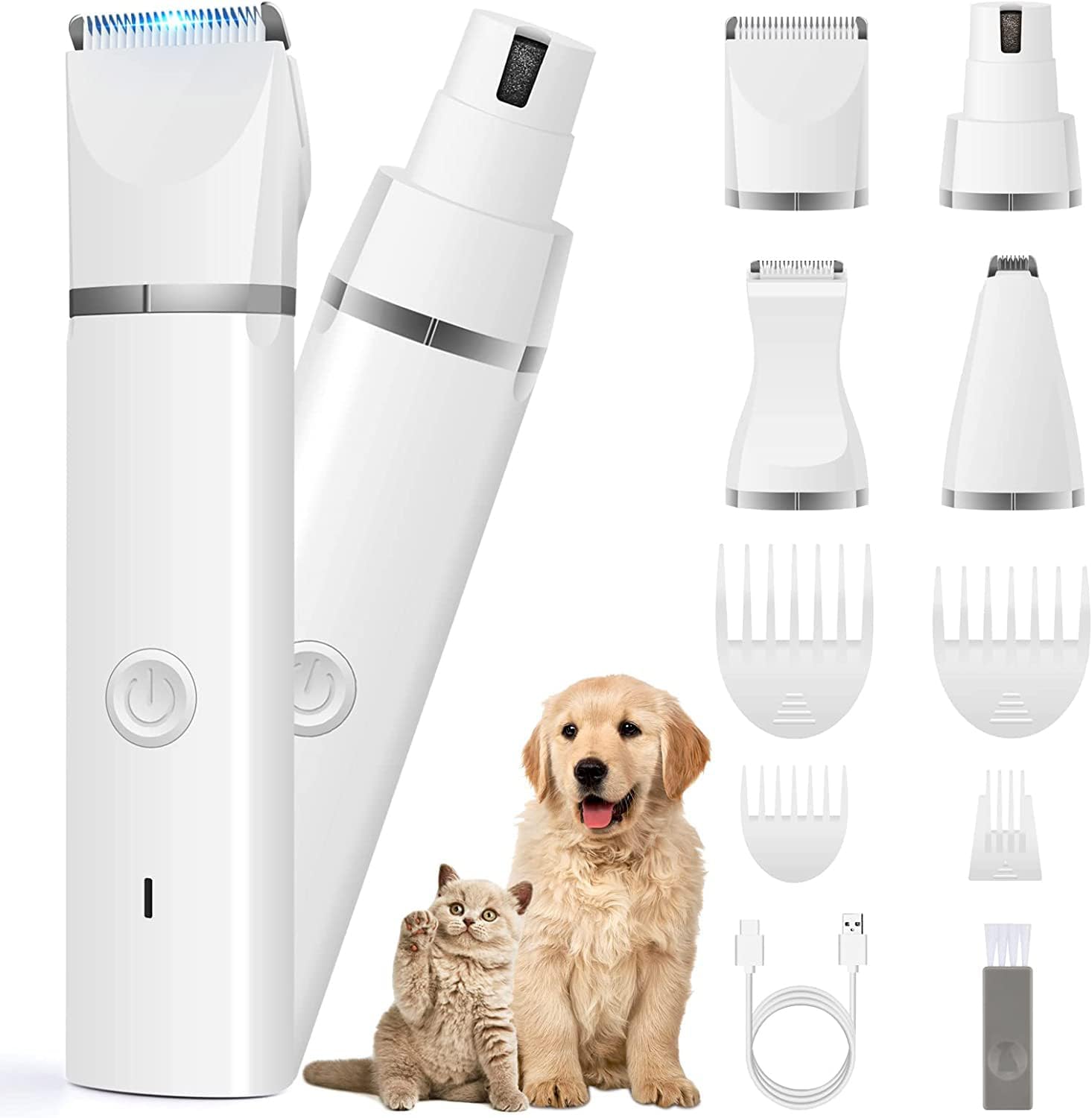 Dog Clippers Grooming Kit Hair Clipper-Low Noise Paw Trimmer- Rechargeable - Cor...