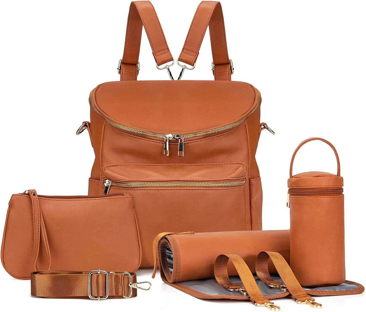 Minsong Diaper Bag Backpack,Fashion Leather Mommy Backpacks,Travel Toddler Baby...