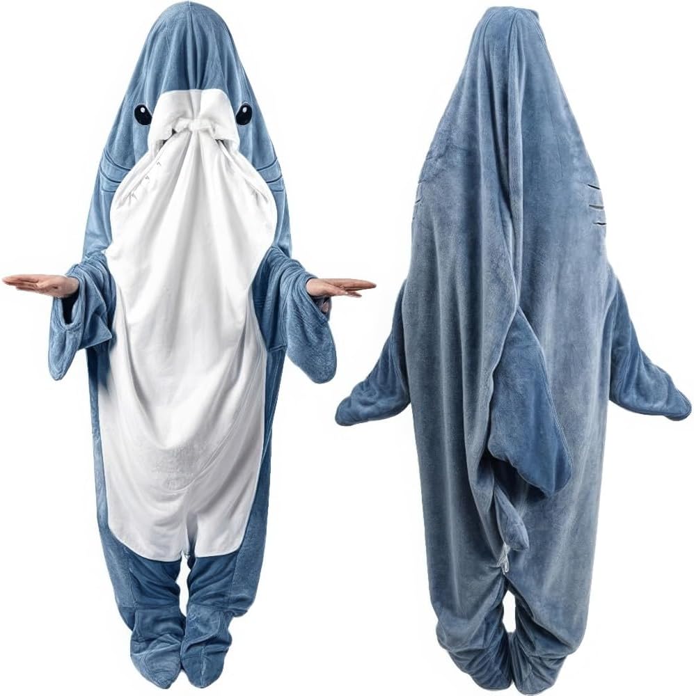 Shark Blanket Hoodie Onesie Adult & Kid, Shark Onesie Pajamas, Shark Costume, Sh...