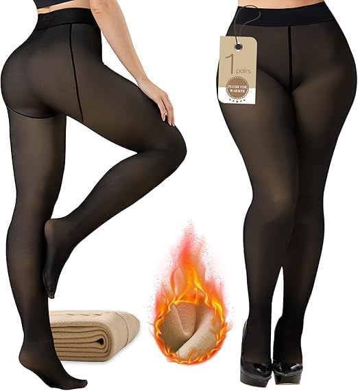 Buauty Fleece Lined Tights Sheer for Women-Fake Translucent Thermal Leggings Hig...