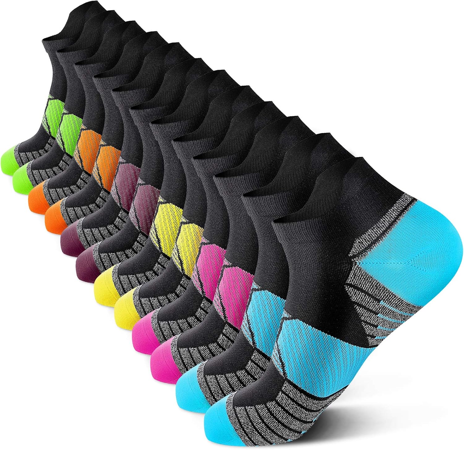 PAPLUS Compression Running Socks Women (6 Pairs), Ankle Athletic Socks Low Cut w...