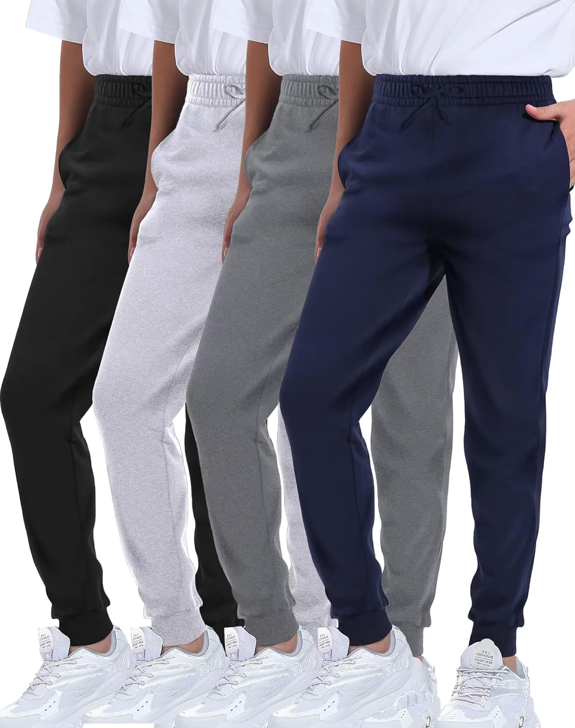 TELALEO 4 Pack Boys Sweatpants Active Athletic Jogger Pants Soft Cotton French T...