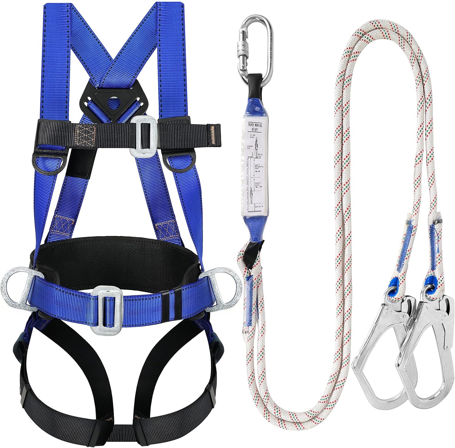 Safety Harness Fall Protection Kit: Full Body Roofing harnesses with Shock Absor...
