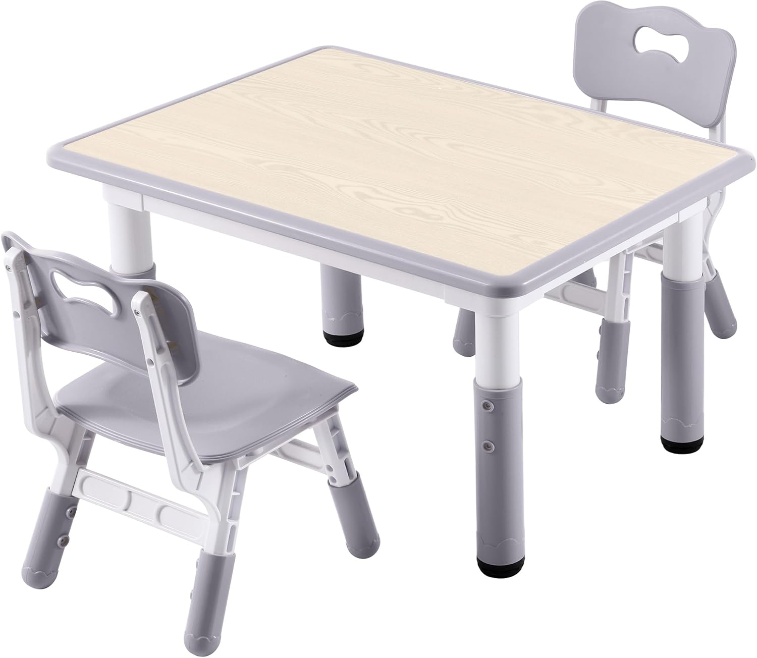 Kids Study Table and Chairs Set, Height Adjustable Toddler Table and Chair Set f...