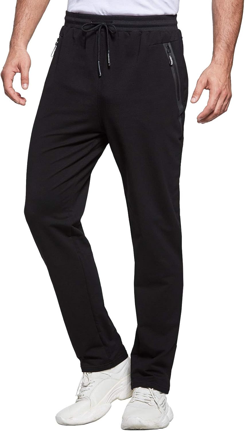 JustSun Tracksuit Bottoms Mens Joggers Slim Fit Gym Sports with Zip Pockets S Bl...