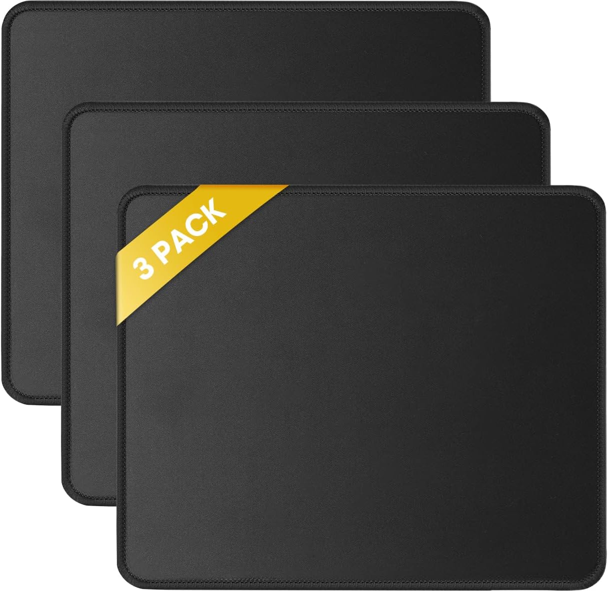 JIKIOU 3 Pack Mouse Pad with Stitched Edge, Comfortable Mouse Pads with Non-Slip...