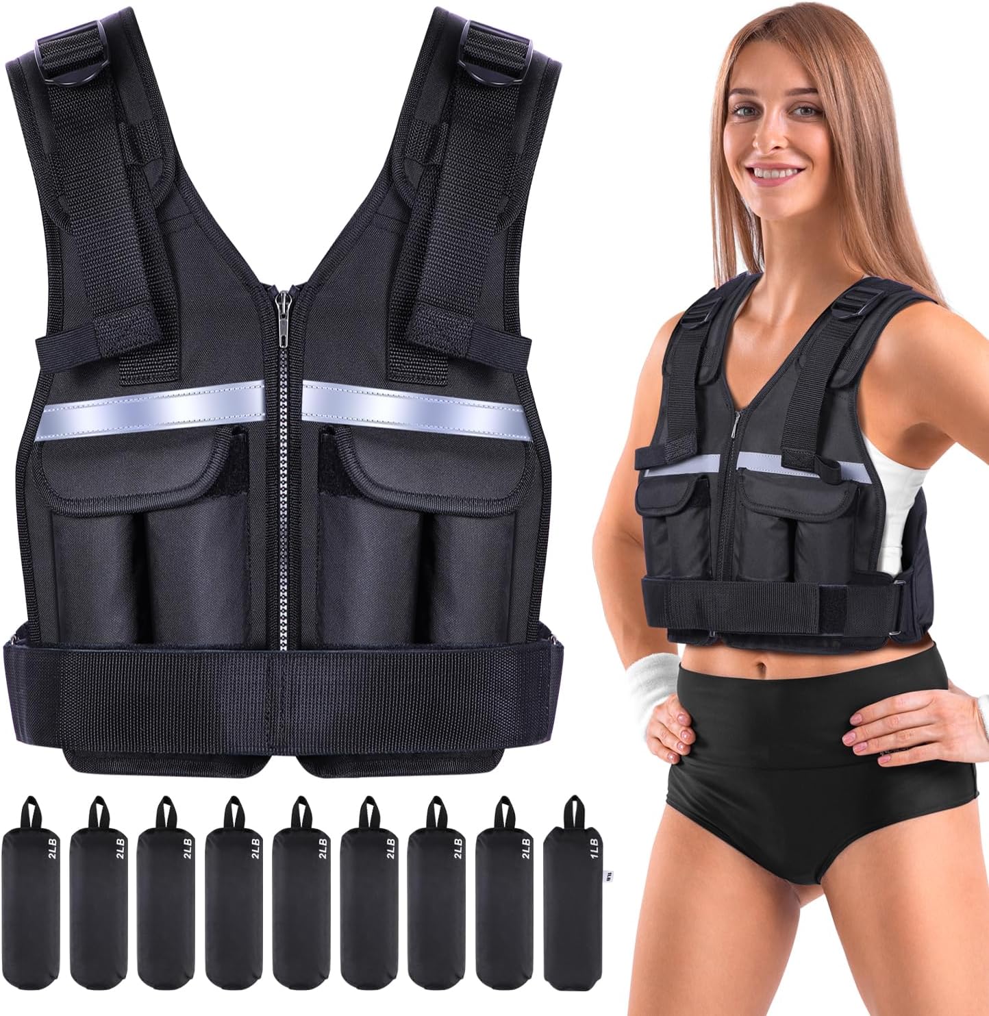 Adjustable Weighted Vest Weights Set: Sportneer 2-18 lbs/2-40 lbs Body Weight Ve...