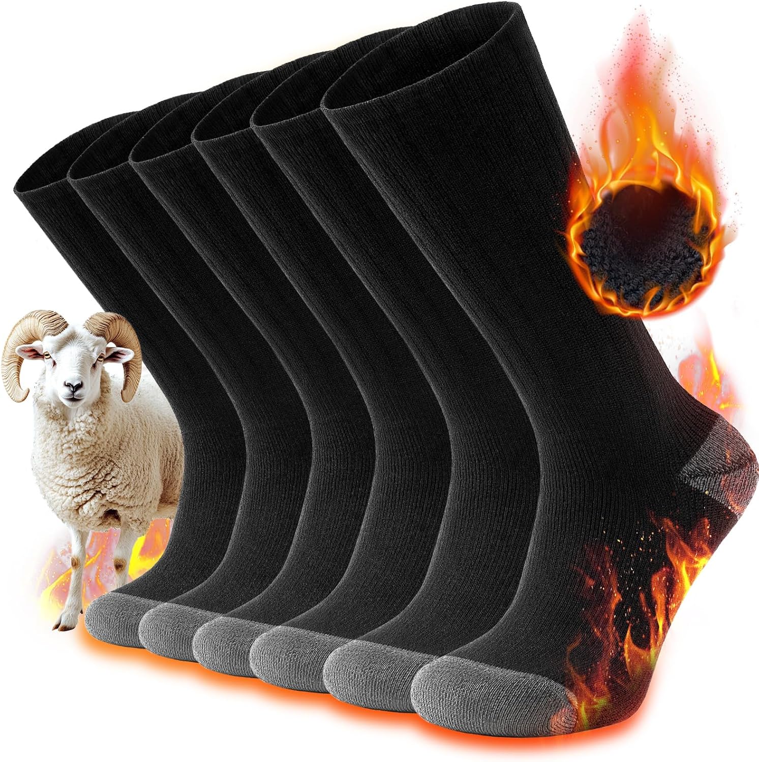 TANSTC Thermal Socks for Men Women Merino Wool Socks Warm Thick Socks Winter Wal...