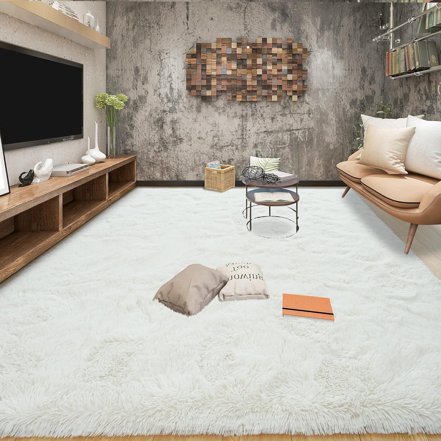 Tepook Super Soft Fluffy Rugs for Living Room, Area Rugs 8x10 for Bedroom, Moder...