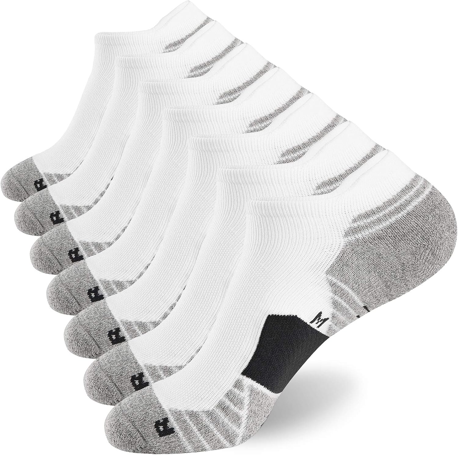 WANDER Men's Athletic Running Socks 7 Pairs Thick Cushion Ankle Socks for Men Sp...